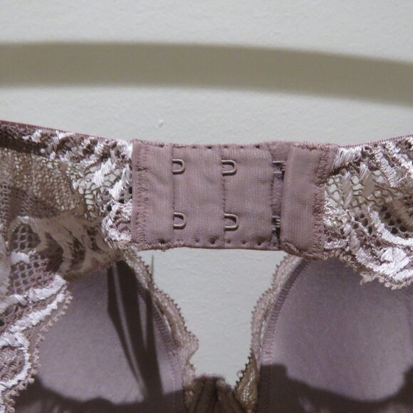 NATORI Feathers Plunge Lace T Shirt Bra in Grape Lilac Purple Mesh - Size 36DD - Picture 7 of 10